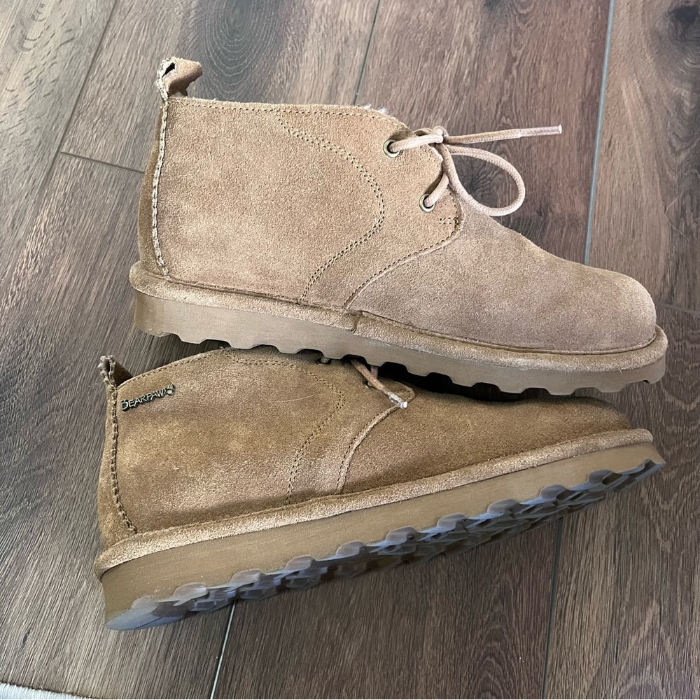 Bearpaw Tan Leather Chukka Ankle Boots, Size 10 - image 4
